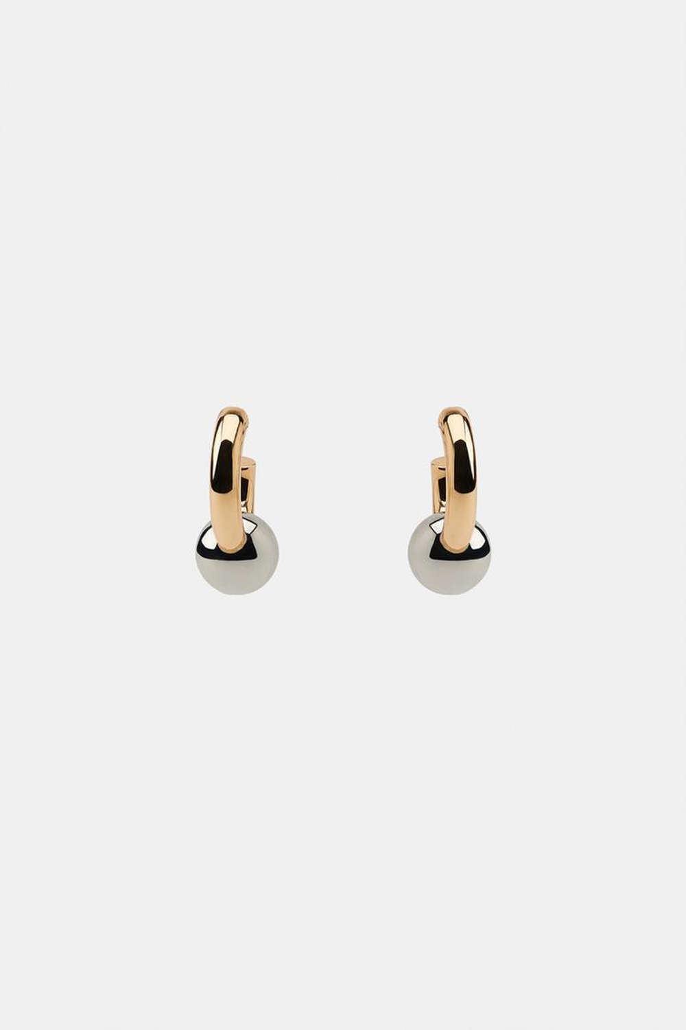 ZARA СЕРЬГИ-КОЛЬЦА С КОНТРАСТНЫМ ШАРИКОМ, ЗОЛОТОЙ/СЕРЕБРЯНЫЙ