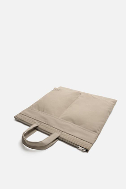 ZARA НЕЙЛОНОВАЯ СУМКА ШОПЕР, ЭКРЮ