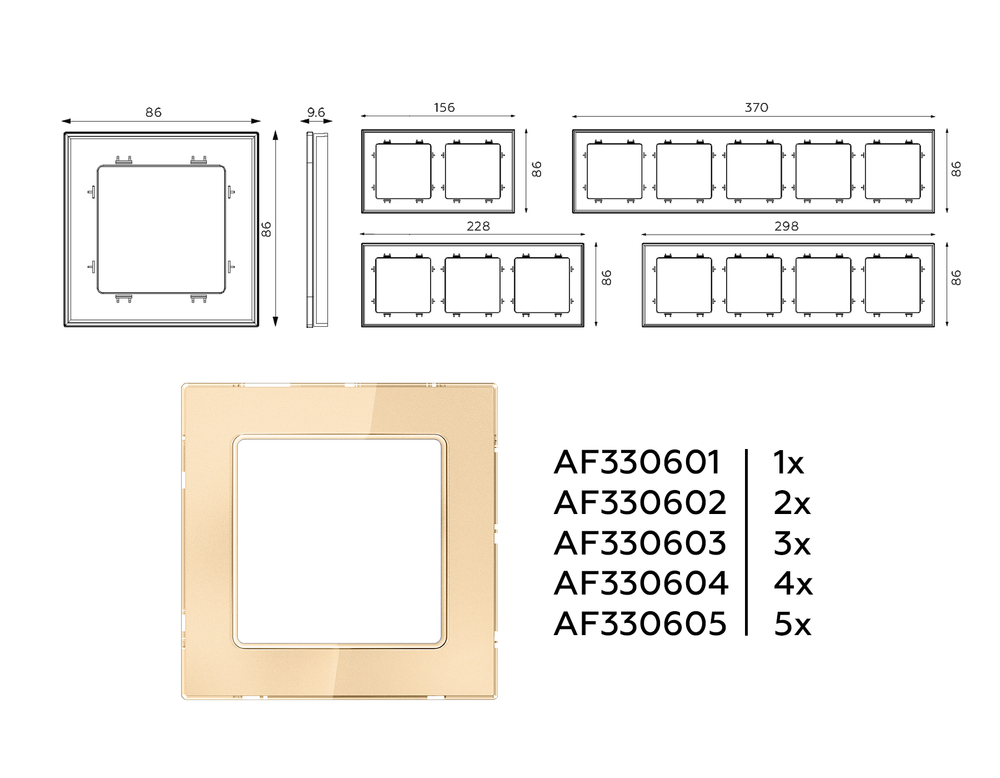 AF330601 Рамка ALFA Platos (Шампань Стекло органическое) 1-ая