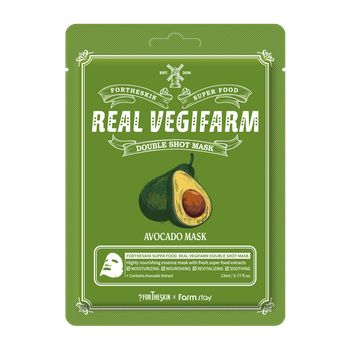 Маска для лица Fortheskin Super Food Real Vegifarm Double Shot Mask Avocado Авокадо для сухой кожи 23 мл
