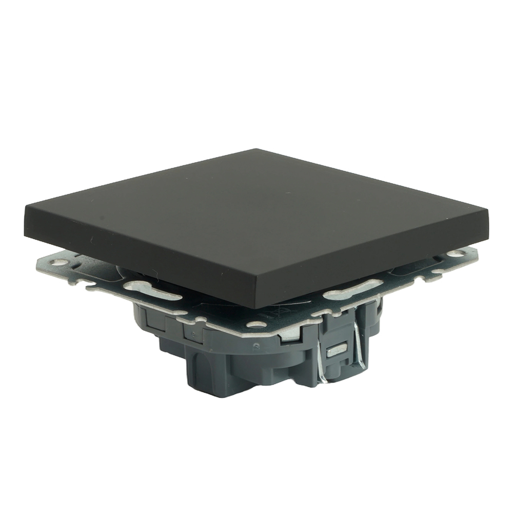 Выключатель 1-клавишный (механизм), STEKKER, 250В, 10А, серия Эмили, RSW10-5103-05, черный уголь, soft touch 49839