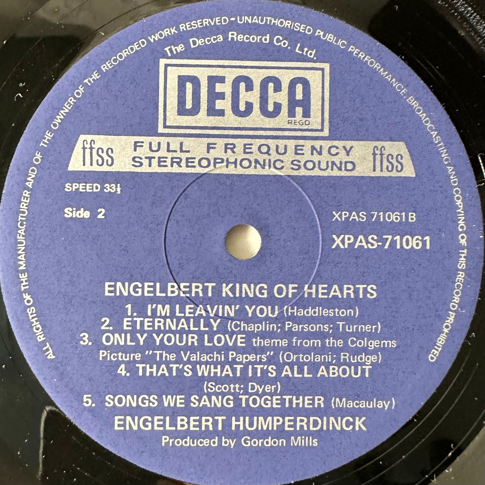 Engelbert Humperdinck ‎– Engelbert King Of Hearts (США 1973г.)