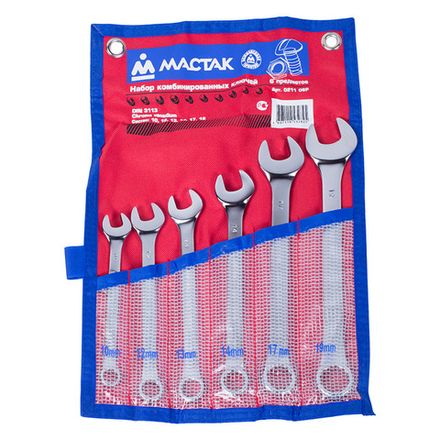Цена на МАСТАК (0211-06P) Набор комбинированных ключей, 10-19 мм, 6 предметов
