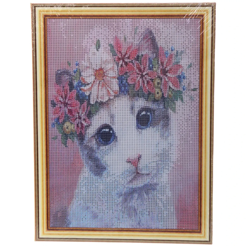 Алмазная мозаика на подрамнике с полным заполнением «МИР ЯРКИХ КРАСОК», кошка Марта, 30*40см