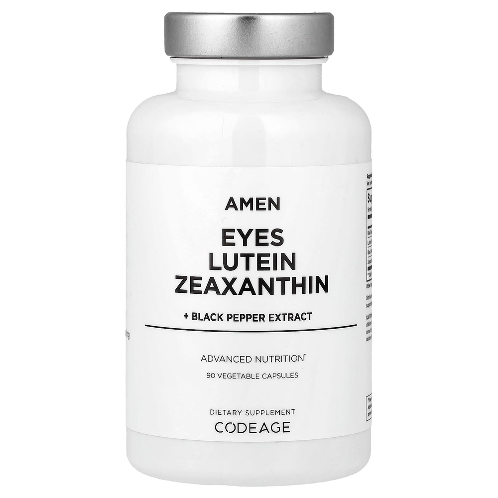 Codeage, Amen, Eyes, лютеин, зеаксантин и экстракт черного перца, 90 растительных капсул