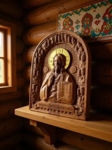 Освященная Икона «Господь Вседержитель» из дуба 25.5х19 см