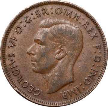 1 пенни 1944 Австралия, с точкой