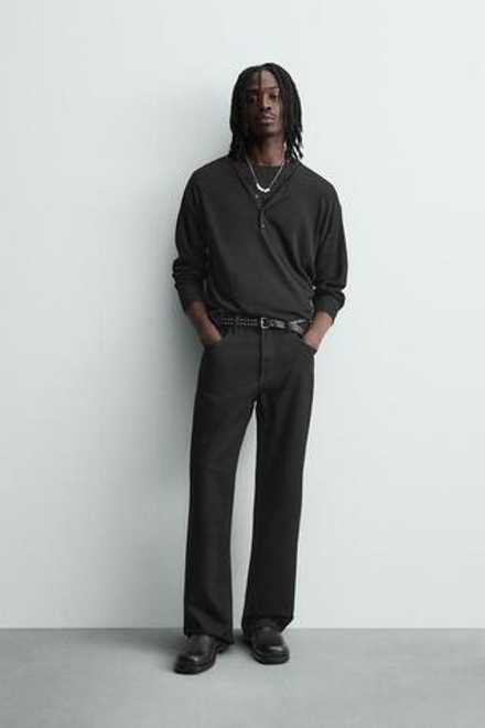 ZARA ДЖИНСЫ FLARE FIT С ЗАКЛЕПКАМИ, ЧЕРНЫЙ