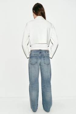 ZARA УКОРОЧЕННЫЙ БЛЕЙЗЕР С КАРМАНАМИ, ЭКРЮ