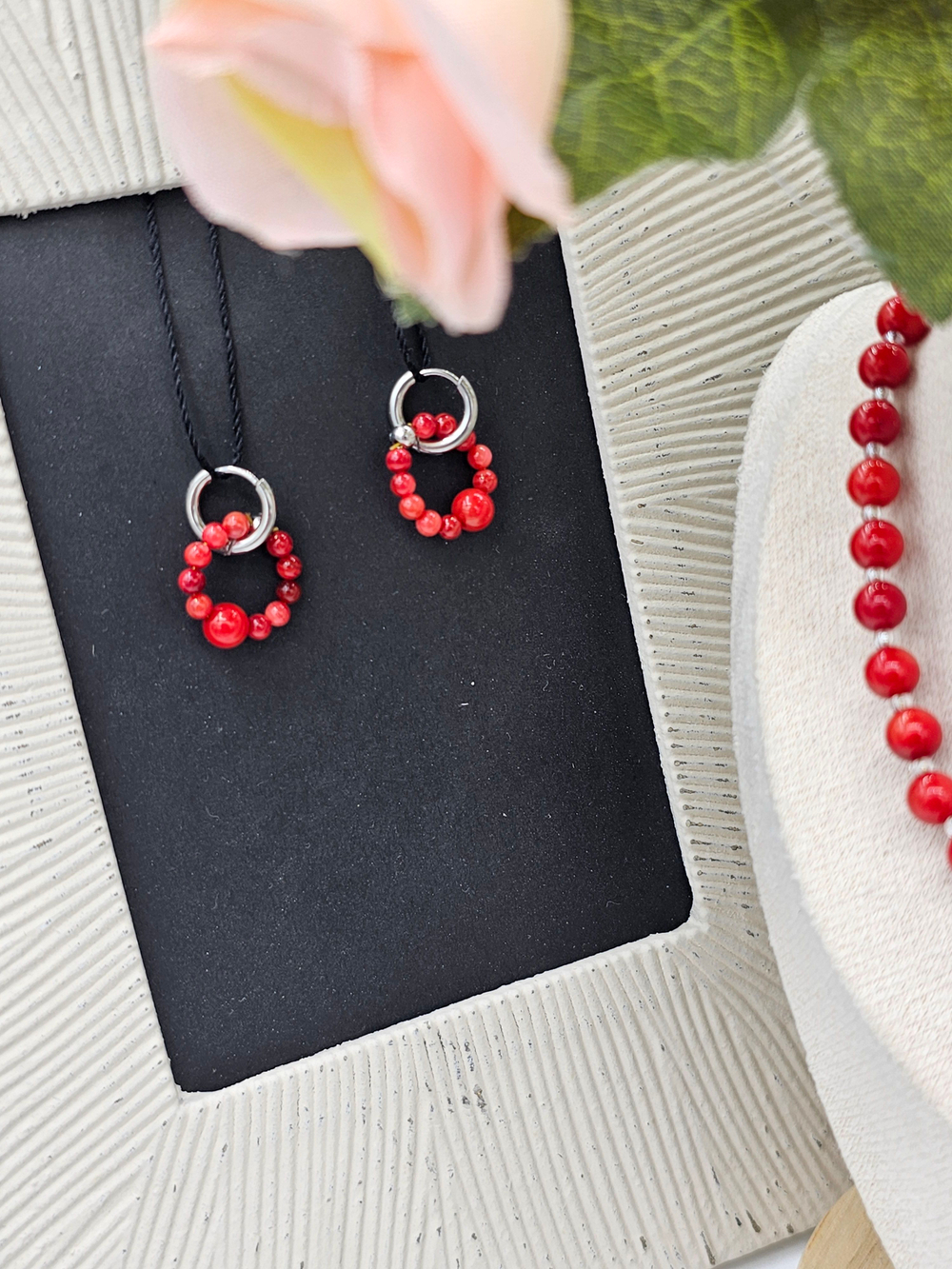 Колье ручной работы из натурального коралла и жемчуга "Фаберже"