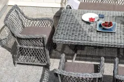 "Катания" обеденная группа плетеная на 6 персон, цвет графит