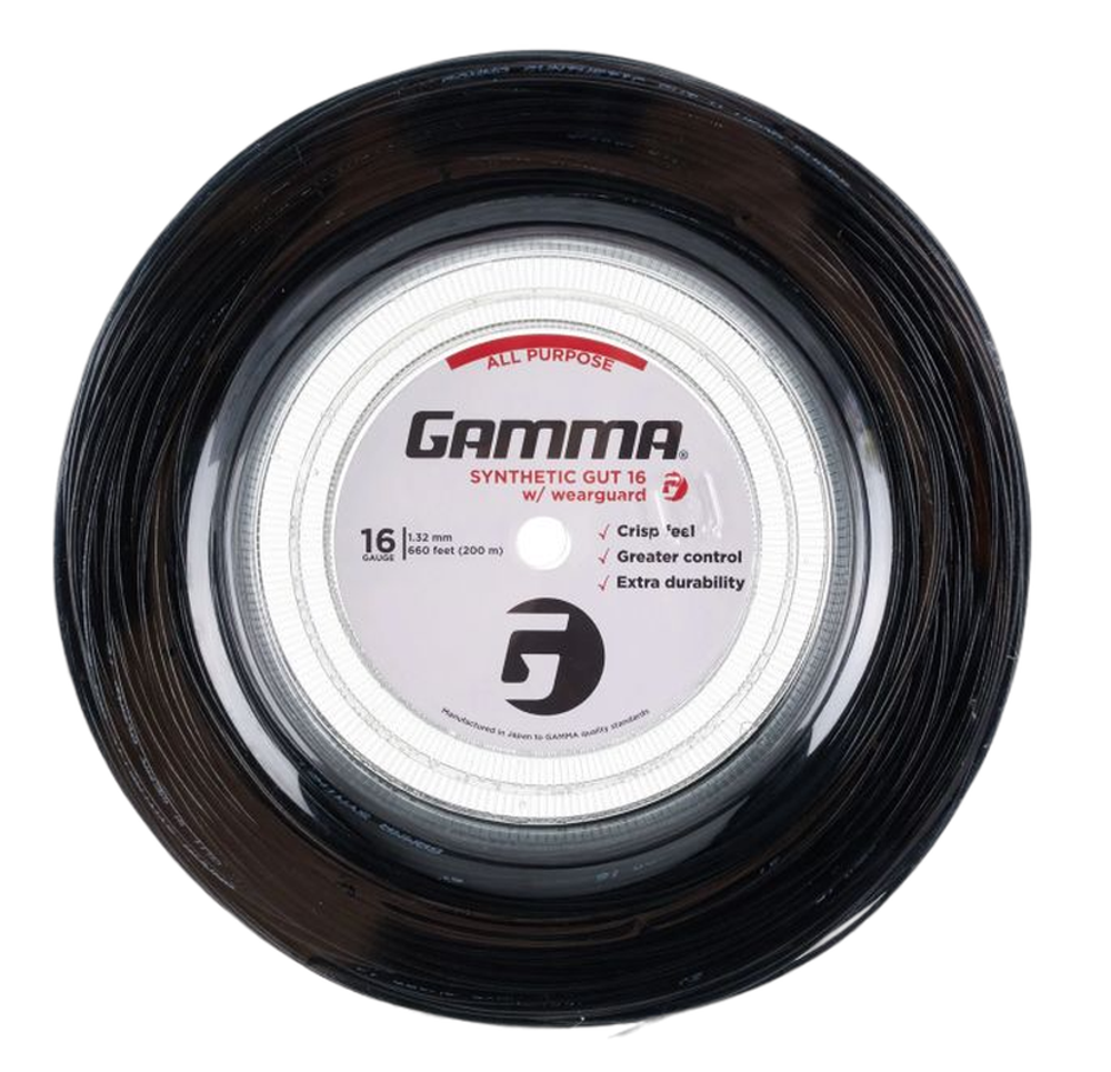 Теннисные струны Gamma Synthetic Gut w/ WearGuard (200 m) - черный