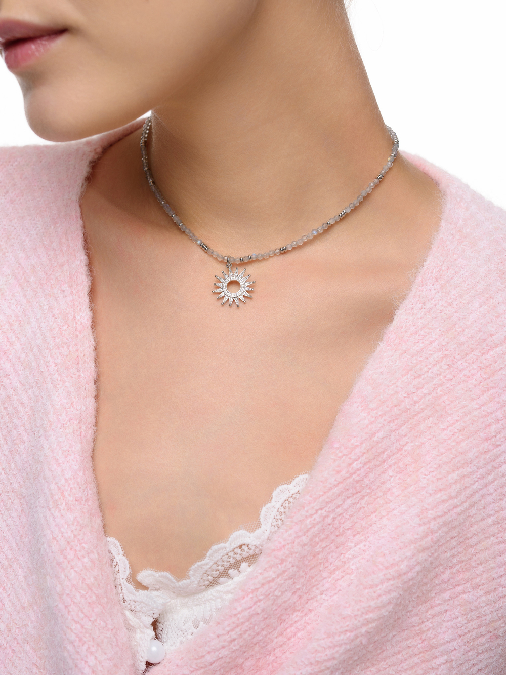 Чокер "Sun" с лабрадором Silver