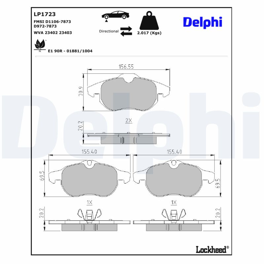 DELPHI - LP1723-DLP - Brake Pad Set, disc brake