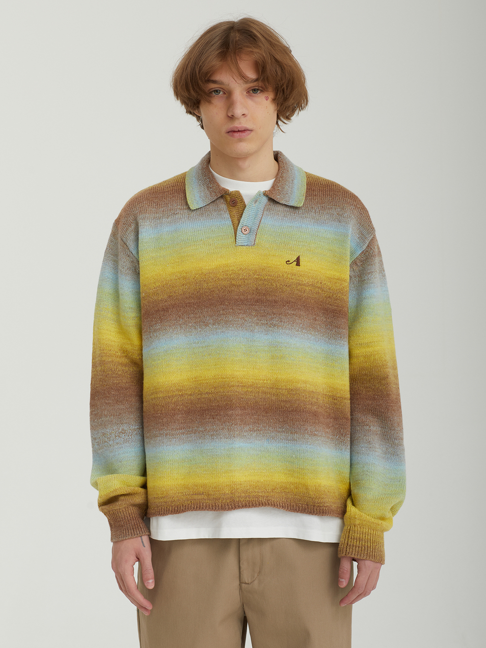 Мужской Свитер Ombre Polo Collar