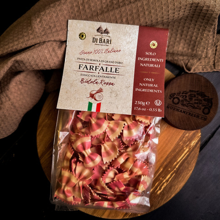 Макаронные изделия, ФАРФАЛЛЕ С КРАСНОЙ СВЕКЛОЙ, 250Г..