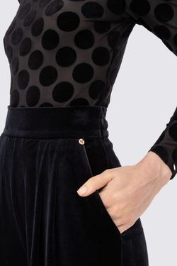 Бархатные брюки с высокой талией