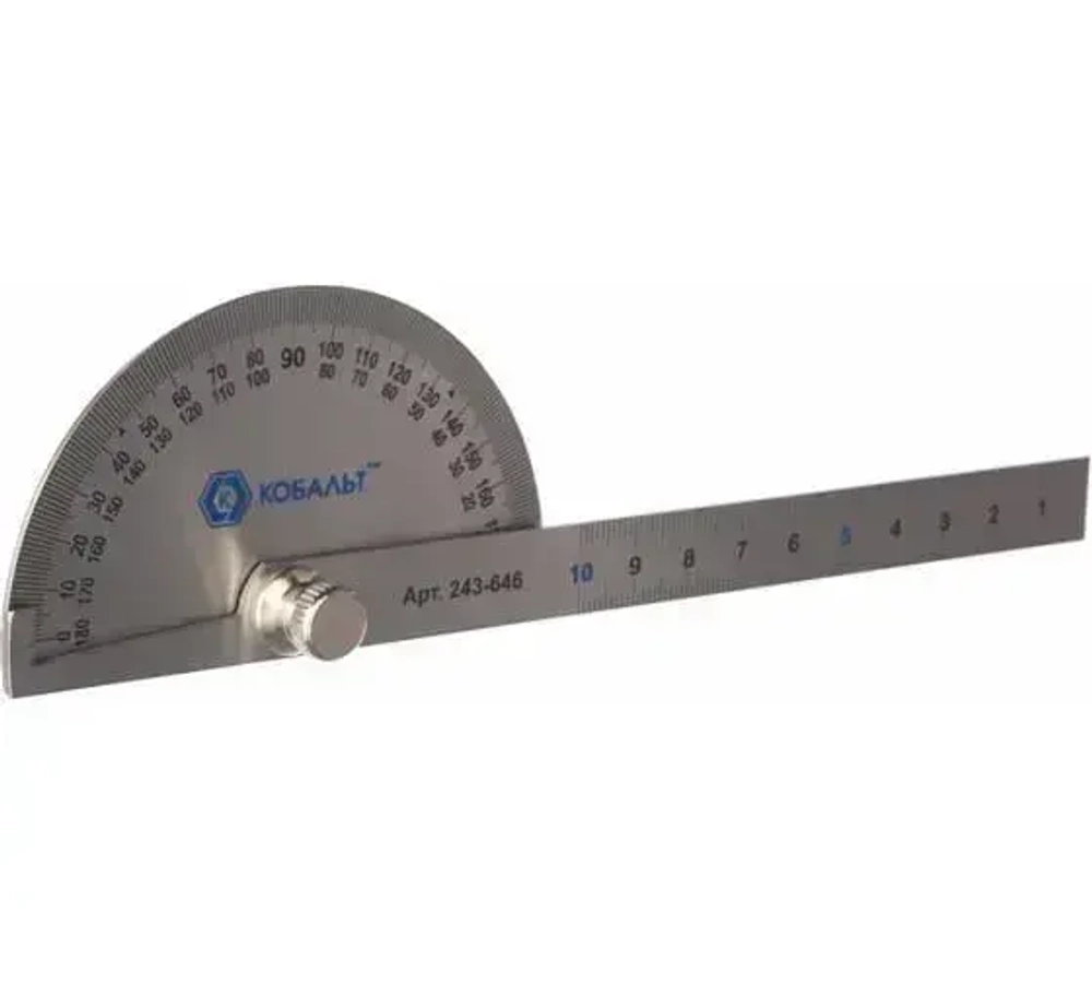 Угломер переставной КОБАЛЬТ с транспортиром, 150 мм