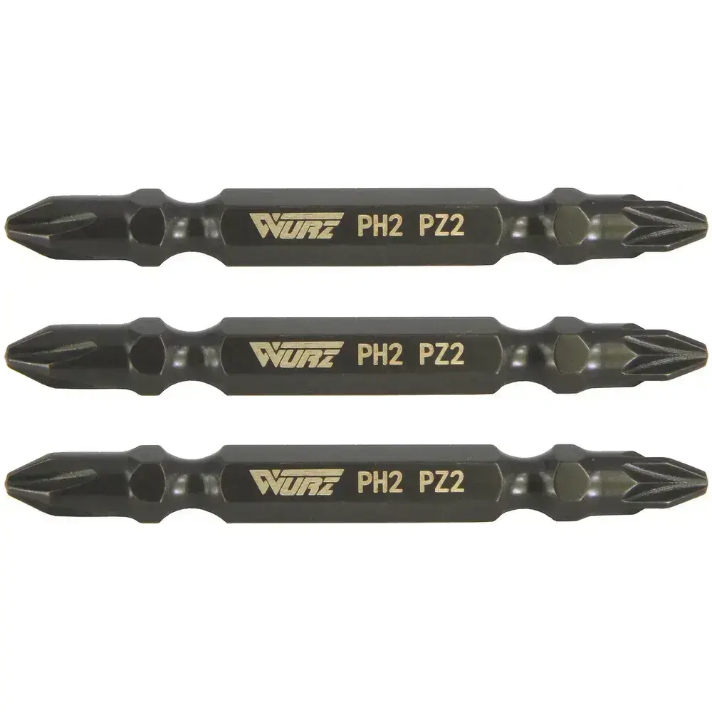 Бита PH2/PZ2 x 65мм S3 3шт. двусторонняя намагниченная WURZ 2620-3