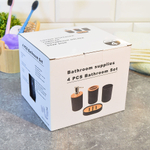 Набор для ванной комнаты 4 предмета (дозатор, мыльница, стакан, подставка для зубных щеток), черный/