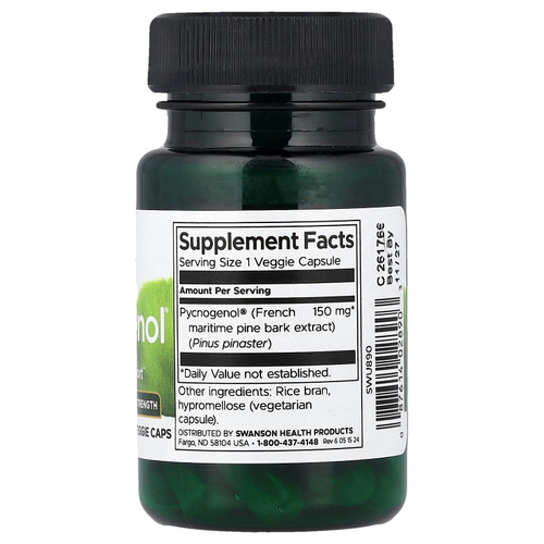 Swanson, Пикногенол, суперсила, 150 мг, 30 растительных капсул