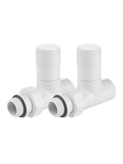 Набор дизайн-вентилей Royal Thermo PIANO, прямой (белый) 1/2"