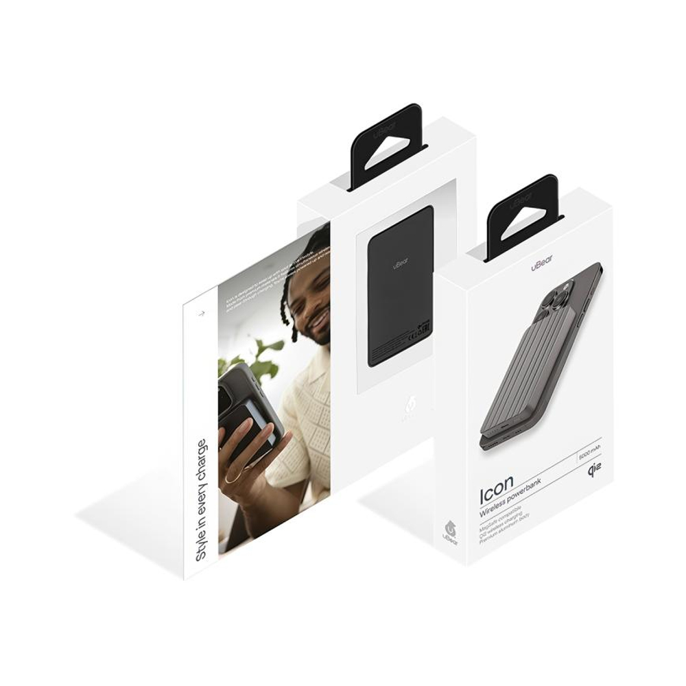 Внешний аккумулятор MagSafe uBear Icon (Qi2) (5000 мА·ч) Беспроводная зарядка: Qi 15 Вт. Проводная зарядка: USB-C. Сертификация Qi2. Есть LED-индикация и поддержка PD. Энергоёмкость — 18,5 Вт·ч. Максимальная выходная мощность — 20 Вт