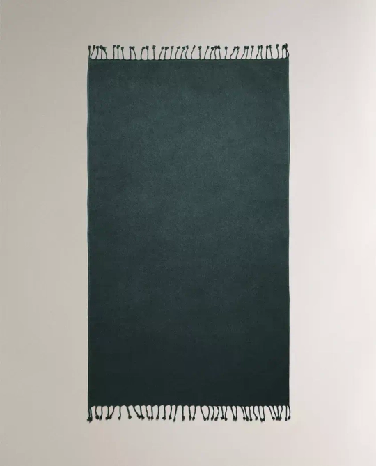 ZARA HOME ПЛЯЖНОЕ ПОЛОТЕНЦЕ ИЗ ХЛОПКА С БАХРОМОЙ, ЗЕЛЕНЫЙ