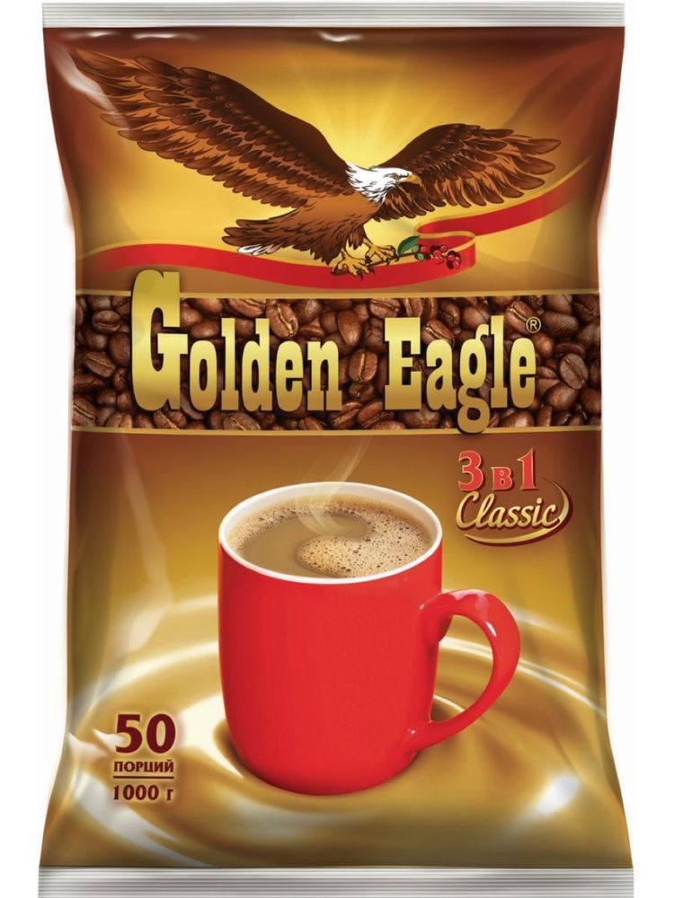 Растворимый кофе Golden Eagle 3 в 1 Classic, в пакетиках 50 шт, 2 упаковки