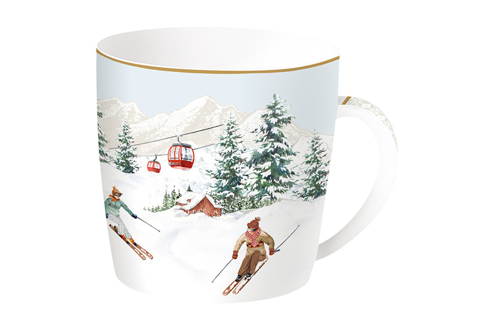 Кружка 350мл Easy Life Лыжники в горах Chalet белая