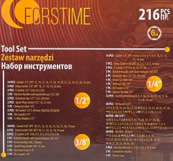 Набор инструментов 216пр. 1/4''3/8''1/2''(6гр.)(4-32мм) FORSTIME FT-38841