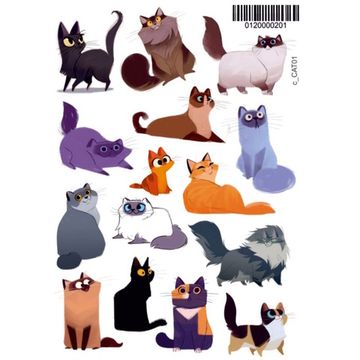 Наклейка А5 c Cats 01, Кошки 01