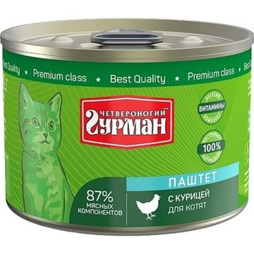 Четвероногий Гурман Паштет с курицей влажный корм для котят