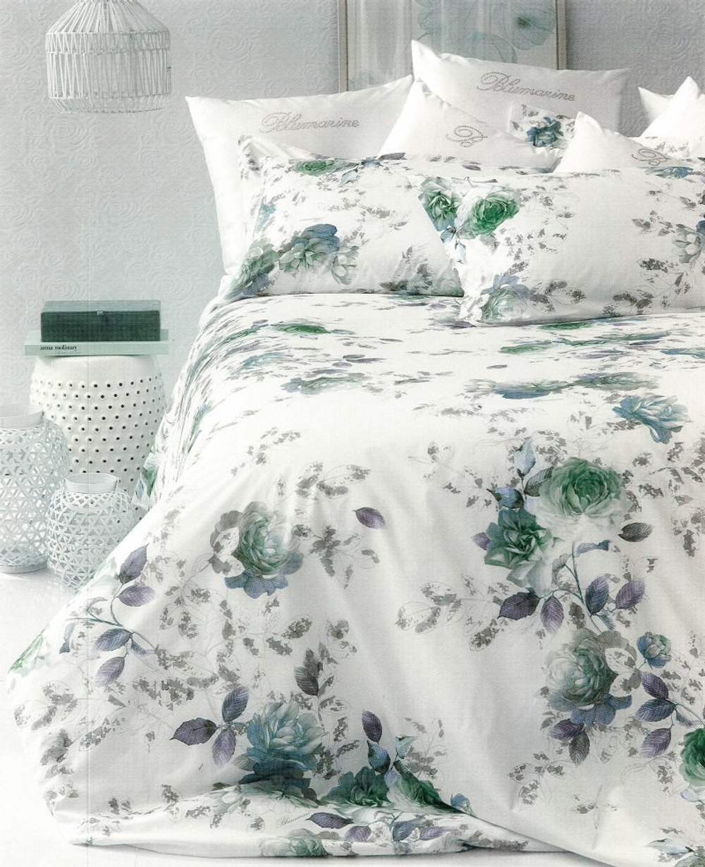 Постельное белье 2 спальное евро Blumarine Labuan Rugiada голубое