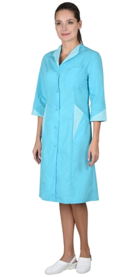 Халат "СИРИУС-МАРЛЕН" женский бирюзовый со светло-бирюзовым