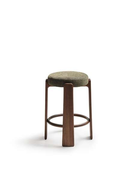 Granite Барный табурет из зеленого шенилла и массива ясеня в отделке орех 75 см