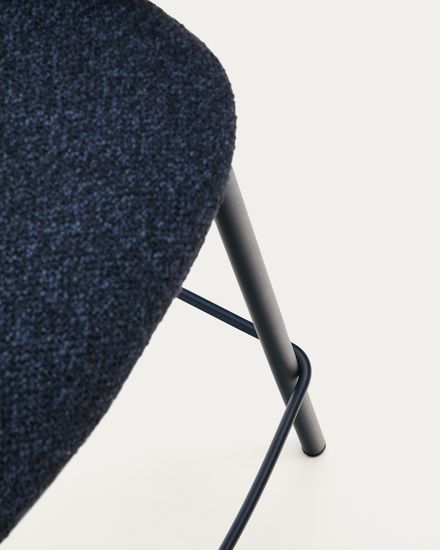 Полубарный стул Maina из синей ткани и стальными ножками с синей отделкой 65 Испания