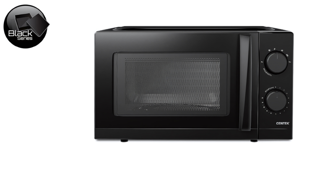 Микроволновая печь CENTEK CT-1571 BLACK V - 20 л, мех. управление, подсветка, таймер, 6 режимов приготовления мощность 700 Вт