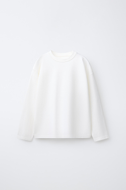 ZARA ОДНОТОННЫЙ ЛОНГСЛИВ, БЕЛЫЙ