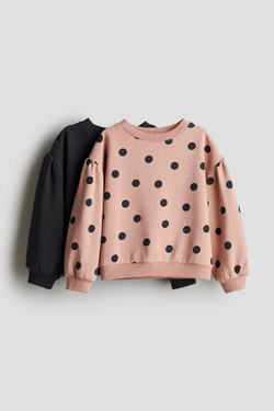 H&M Набор из двух толстовок с объёмными рукавами, пудрово-розовый