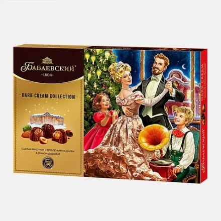 Конфеты Бабаевский Dark Cream дробленый миндаль и ореховый крем в темном шоколаде 200г