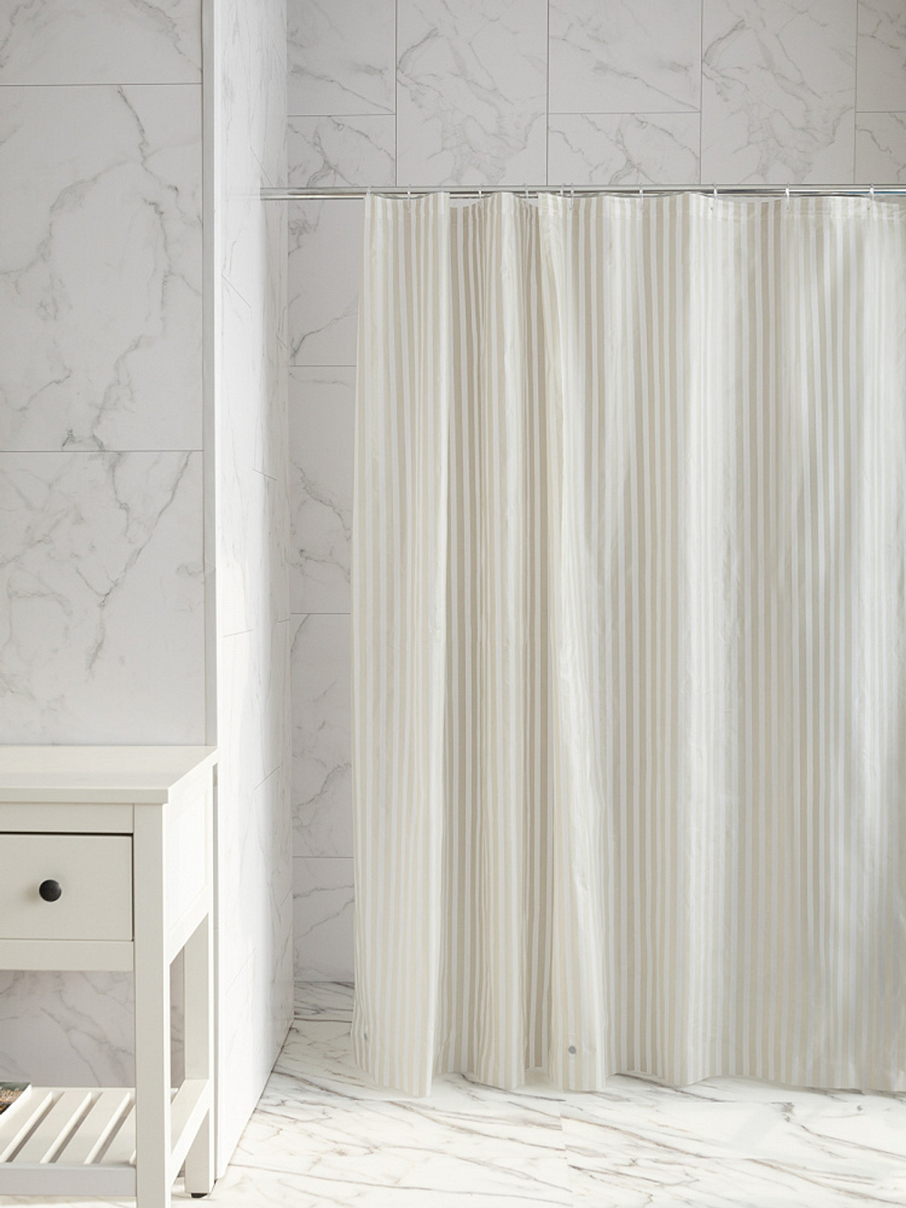 Шторка для ванной DeNASTIA mat stripe 180x200 ПЕВА, бежевый