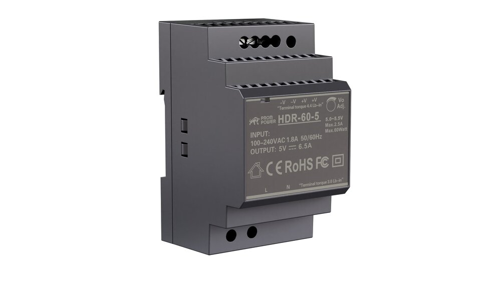 Источник питания PROMPOWER HDR-60-5, на вых. 5 В DC, 6.5А, 32.5Вт. Вх. 85-264В AC (120-370 В DC)