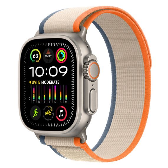 Часы Apple Watch Ultra 2 GPS + Cellular 49 мм, титановый корпус, ремешок Trail цвета Оранжевый/Бежевый,размер S/M