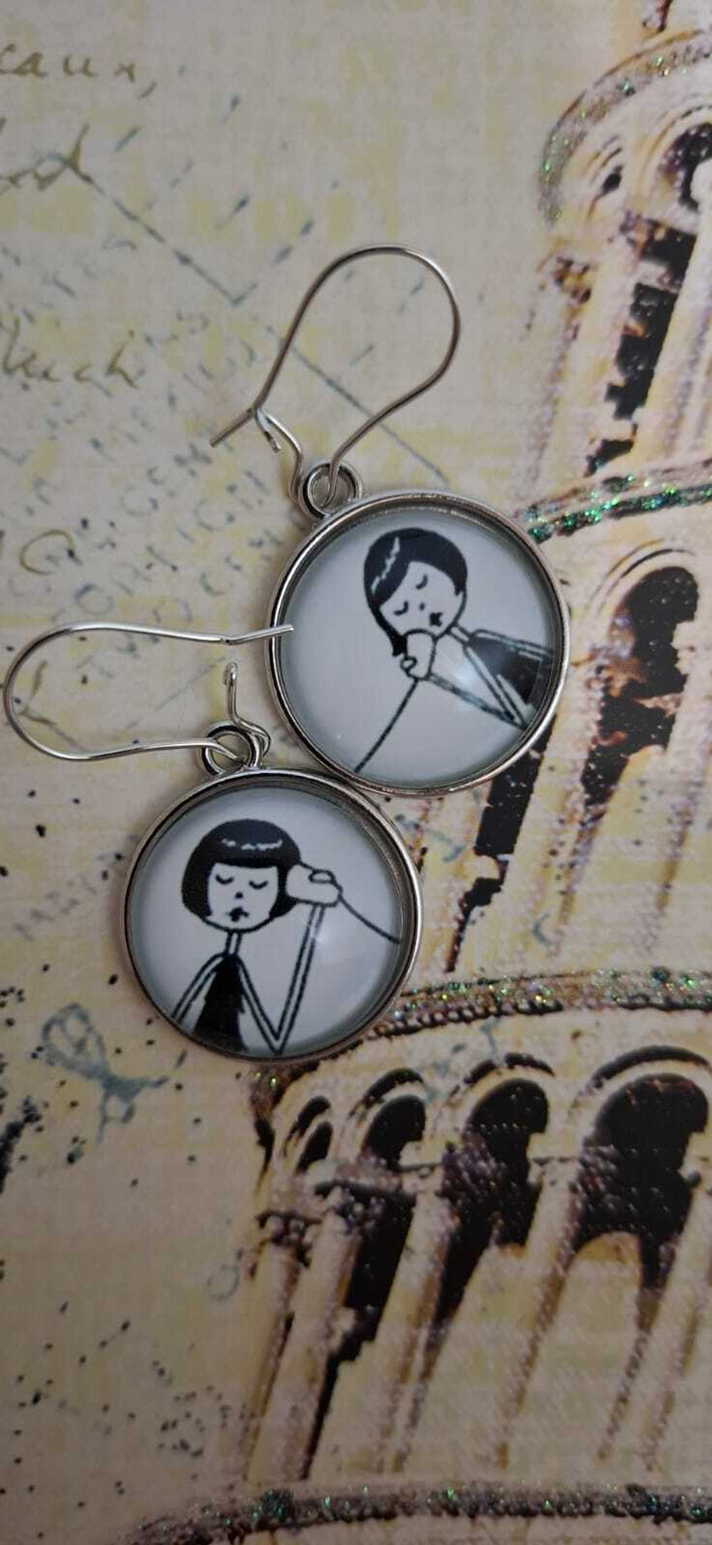 Серьги с кабошонами. Ручной работы.