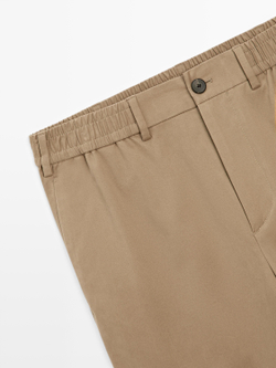 Massimo Dutti Брюки-джоггеры из смесовой хлопковой ткани, охра