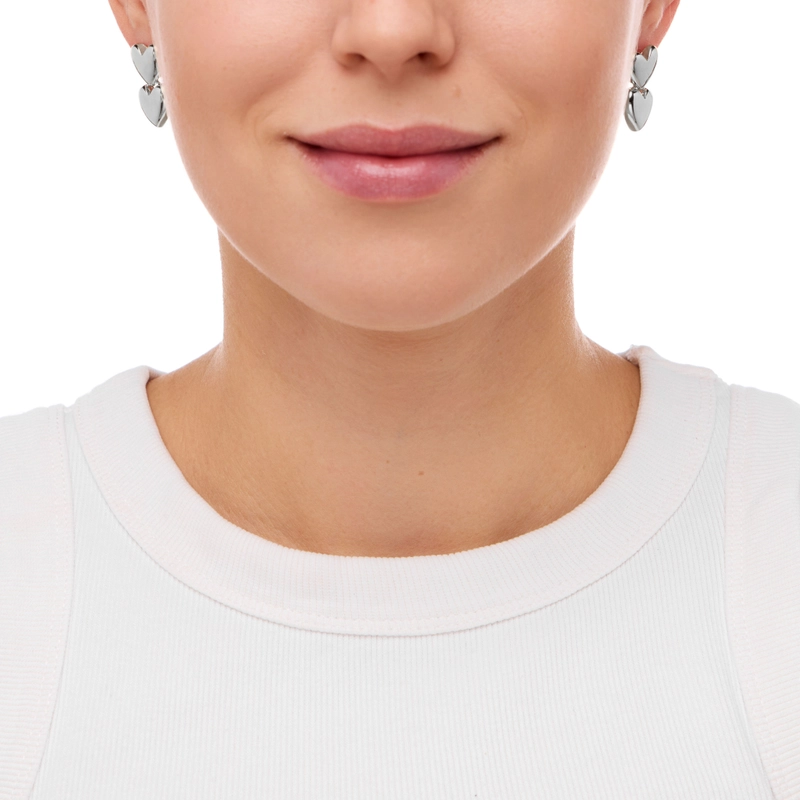 Серьги Двойное Сердце – Серебро