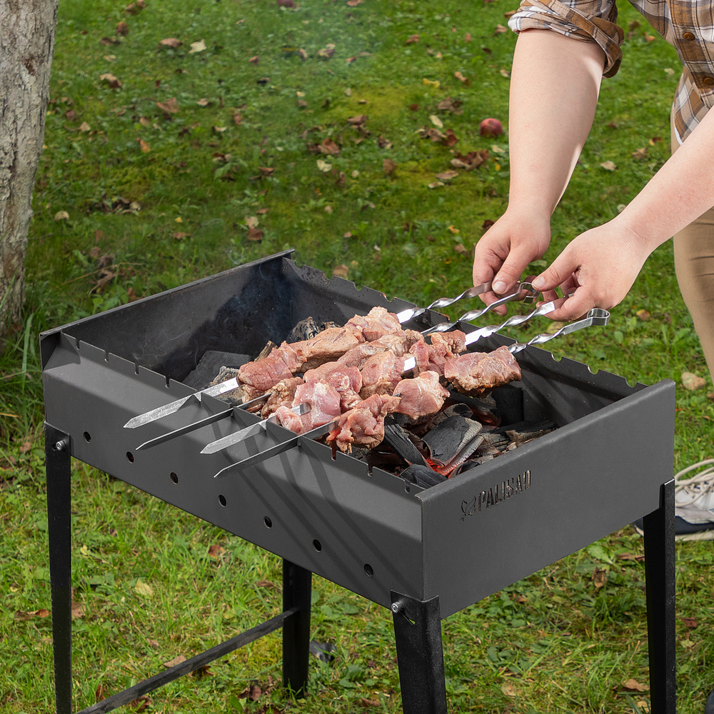 Мангал сварной, 605 х 375 х 138/640 мм, сталь 2 мм, Camping Palisad