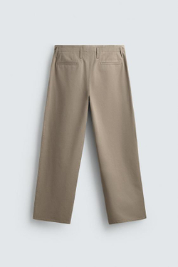 ZARA БРЮКИ ЧИНОС СО СКЛАДКАМИ, ПЕСОЧНЫЙ