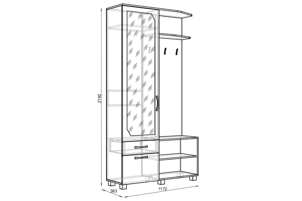 Прихожая "Ева 1" (венге/рамух белый), ЛДСП, Комфорт-S